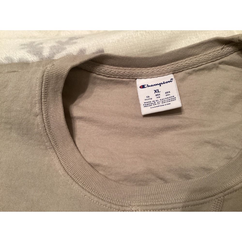 Champion Mens Ombre Dip Dye Crewneck Sweatshirt Tan Olive Brown XL C Logo - Picture 4 of 4